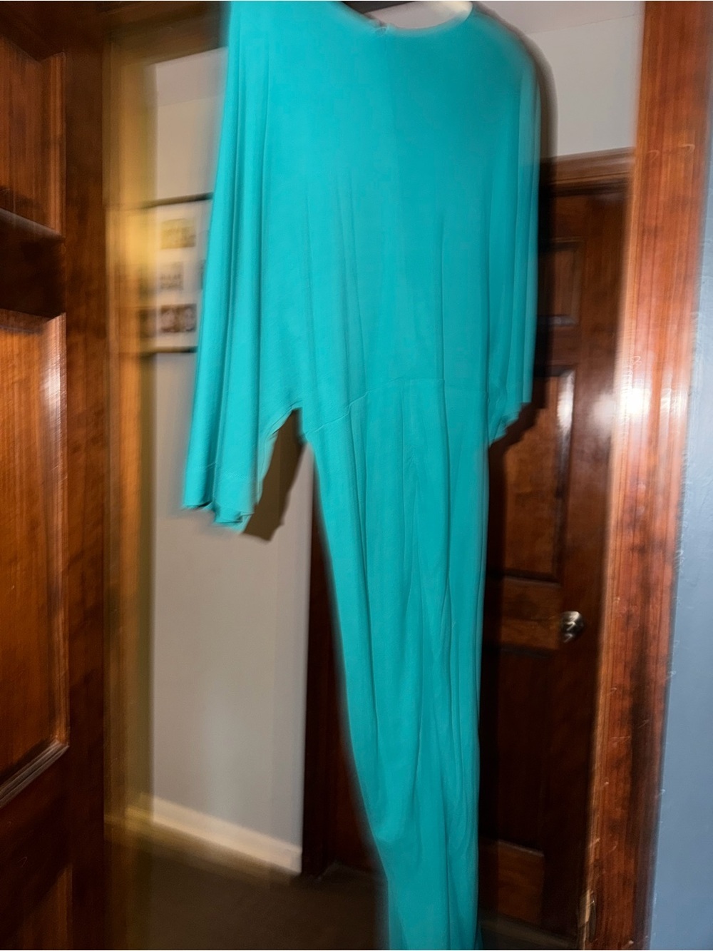 Teal V-Neck Dress - Picture 2 of 6